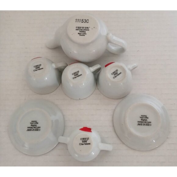 Olivia The Pig Porcelain Children Tea Set 2010 Ian Falconer Schylling Ceramic - Picture 2 of 7